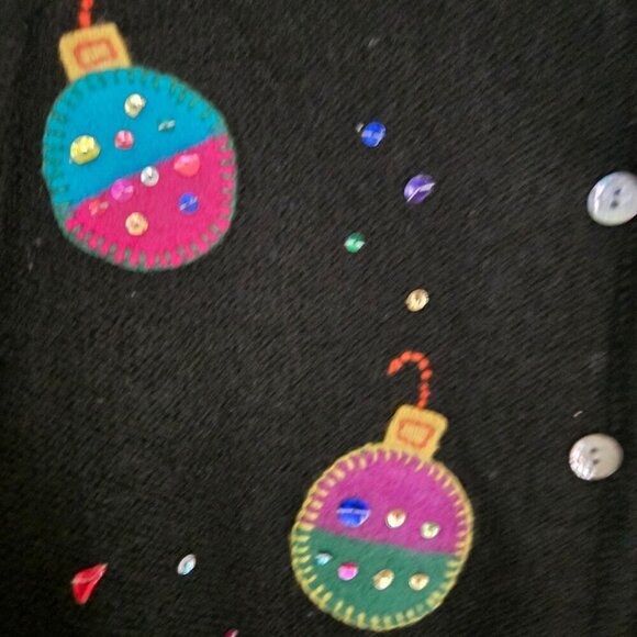 Talbots Vintage 100% Wool Unique Ornament Embroidered Cardigan Sweater Size M - Picture 6 of 7